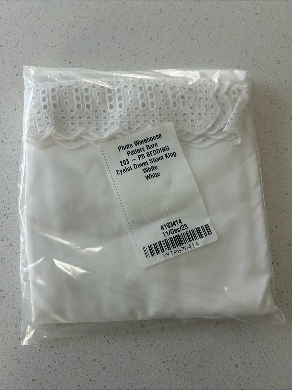 Pottery Barn Eyelet Organic Percale King Pillow Sham 1 Sample NWOT